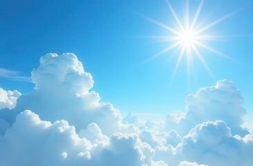 white blue sky clound and sun