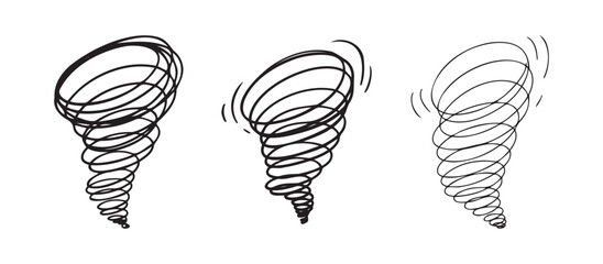 Scribble hurricane Hand drawn doodle icon. Sketch black outline thick and thin line cyclone tornado sing