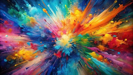 abstract expressionist painting with burst of colors