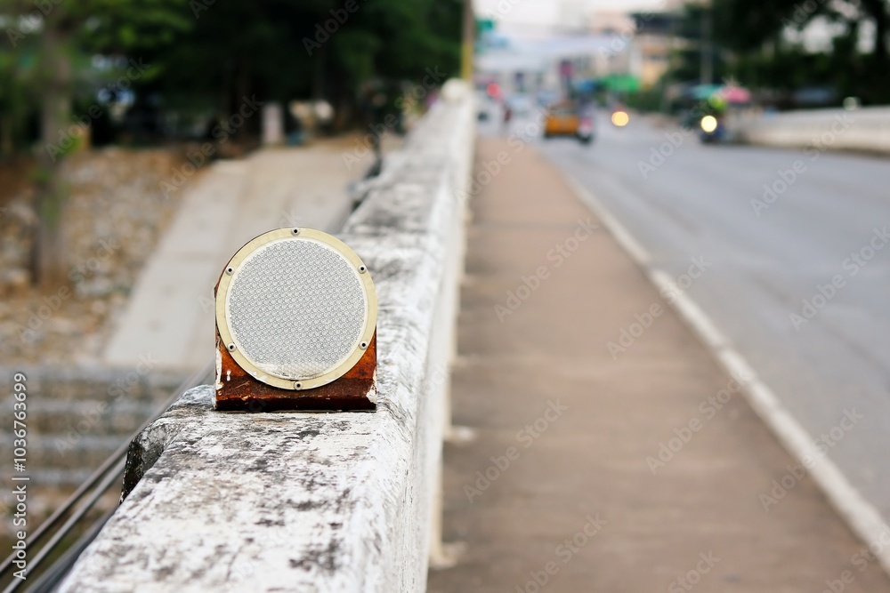 Wall mural reflective traffic light signs on bridge safety for driver at night.