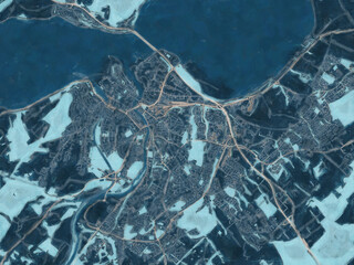 Painterly Style City Map of Inverness, the United Kingdom in a Blue Color Scheme.