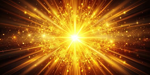Naklejka premium Bright yellow explosion of gold and orange spark on minimalist background