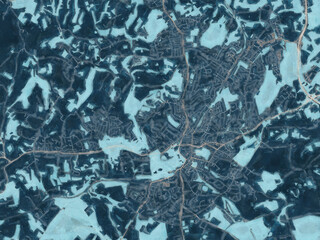 Painterly Style City Map of Royal Tunbridge Wells, the United Kingdom in a Blue Color Scheme.