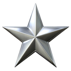 Silver Metallic Star isolated on transparent background