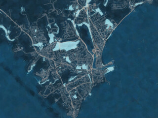 Painterly Style City Map of Weymouth, the United Kingdom in a Blue Color Scheme.