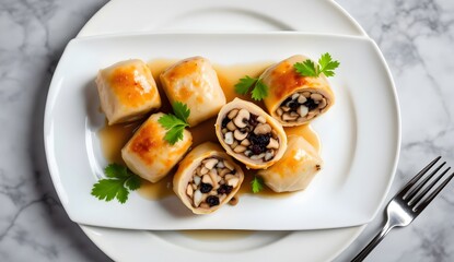 Kruchenyky Ukrainian Rolled Meat Dish with Mushroom Filling (Ukrainian Cuisine)