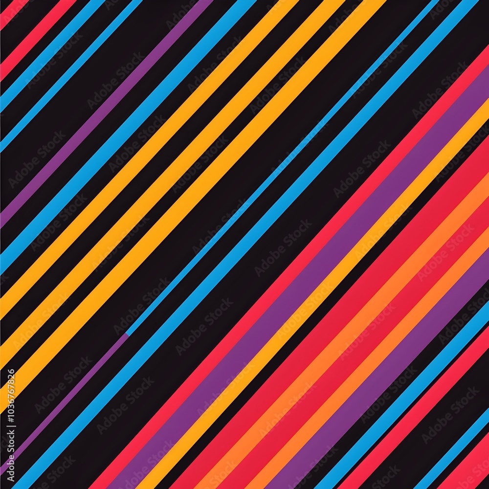 Poster bold diagonal striped pattern in vibrant multicolored design