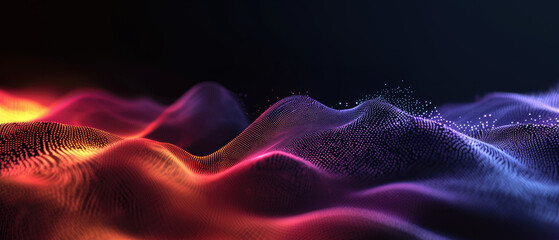 Vibrant Digital Waves In Dark And Colorful Landscape
