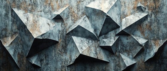 Angular Geometric Structures And Rustic Textures Art