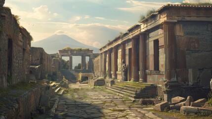 Fototapeta premium Exploring Ancient Ruins of Pompeii in Italy