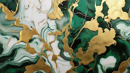 Green white and gold marble texture background