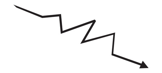 Falling Black Chart Arrow with Percent Icon on White background. Vector Illustration.