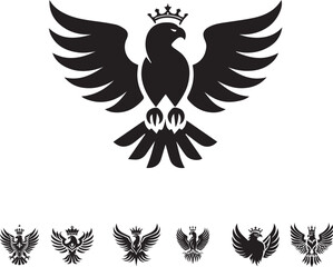 Obraz premium Majestic Black Eagle Crown Vector | Elegant and Bold Design