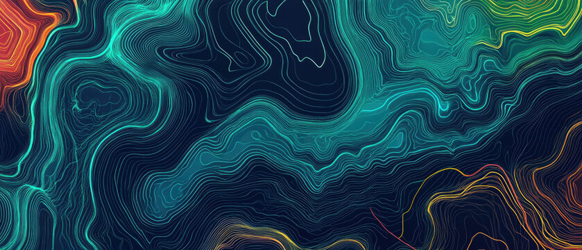 Vibrant Topographic Lines Forming Abstract Patterns