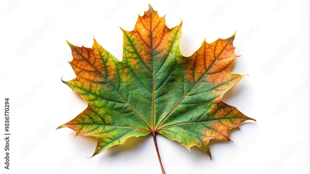 Wall mural autumn maple leaf on white background