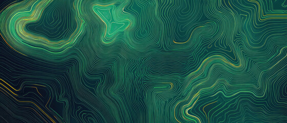 Topographical Green Lines Forming Curved Abstract Patterns
