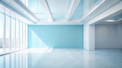 background of minimalist architecture with light blue and white tones