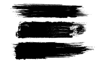 Black brush stroke set isolated on white background. Trendy brush stroke vector for black ink paint, grunge backdrop, dirt banner, watercolor design and dirty texture.
