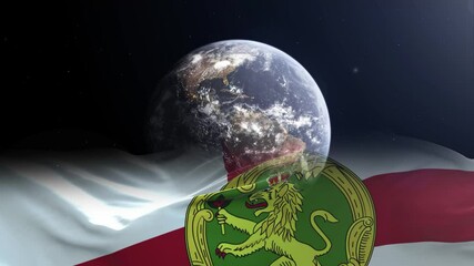 Alderney flag - 3D realistic waving flag on Earth globe
