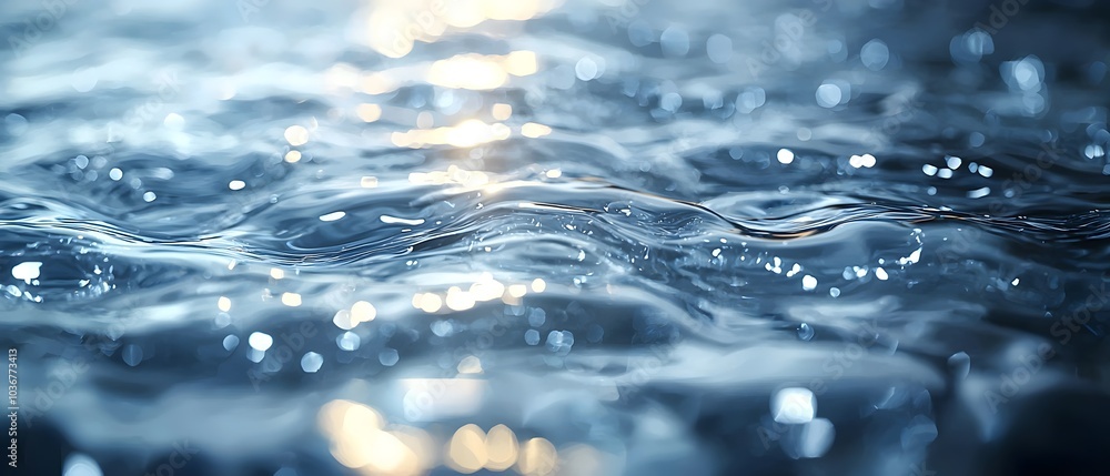 Poster close-up of rippling water surface reflecting light, creating a tranquil and serene atmosphere. the 