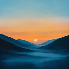 Fototapeta premium Sunrise over misty landscape