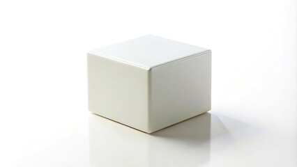 Fototapeta premium Close-Up white cosmetic cube mockup isolated on white background