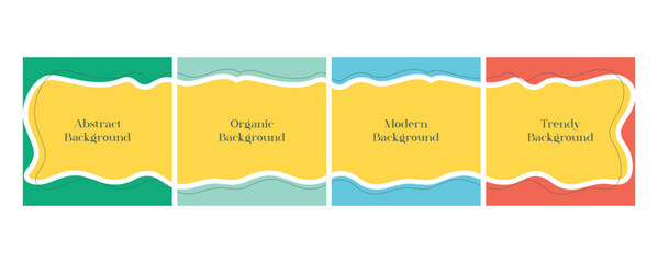 Set of minimal square backgrounds with organic abstract shapes.  Hand drawn shapes background for social media carousel template. for Social media post, ad, sale, banner, microblog, carousel template © Tarek Digital