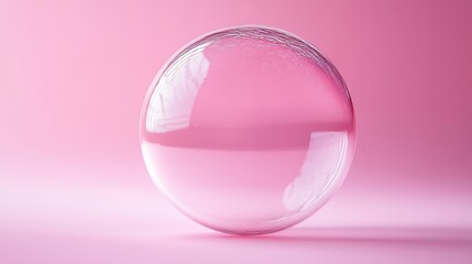 Obraz premium Delicate Pink Bubble Capturing Soft Light and Reflection
