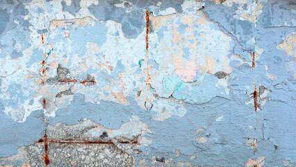 Wall Surface Peeling Texture Closeup Blue Aged Grunge Vintage