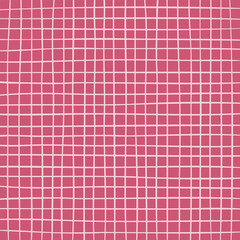 Hand drawn cute grid pattern for background. doodle beige, plaid pattern. Graph square background with texture. Line art freehand grid vector outline grunge print.