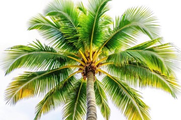 Fototapeta premium Extreme close-up of coconut palm tree isolated on white background