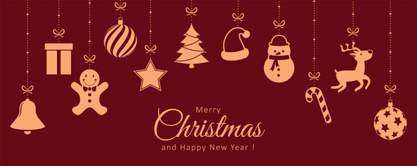 Elegant Christmas banner with ornament silhouette