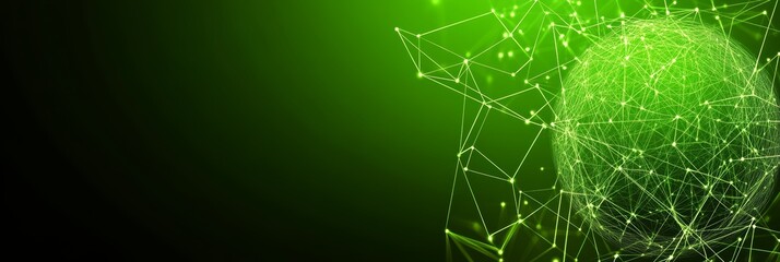 Green Technology Abstract Networked Digital Globe on a Triangular Geometric Pattern Background