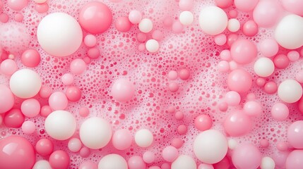 Vibrant Pink and White Bubbles Creating Whimsical Foam Texture