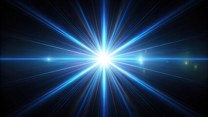 Dynamic glowing light beam casting depth of field effect on a black background