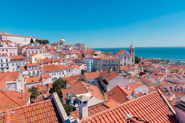 Obraz premium Panoramic view of Lisbon city, Alfama lisbon rooftop cityscape, Portugal