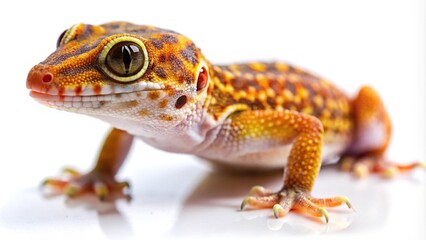 Obraz premium Forced perspective gecko lizard isolated on white background