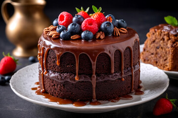 Fancy sweet wedding chocolate with fruits