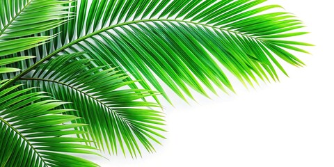 Obraz premium green palm leaves isolated on white background