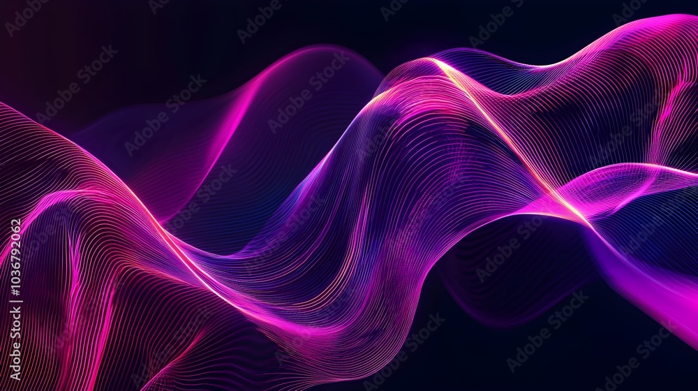Poster mesmerizing neon background with flowing abstract wave patterns