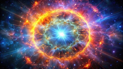 Obraz premium Macro brilliant supernova with explosive color and a cosmic backdrop ideal for a universe themed wallpaper