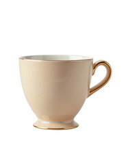 Elegant Ceramic Cup with Gold Accents and Smooth Finish.