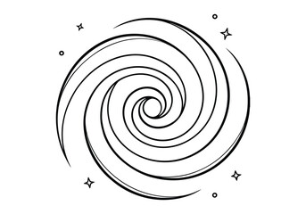 Continuous Line Drawing of a Spiral Galaxy with Stars – Abstract Space Art