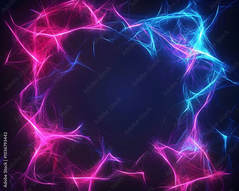 Poster mesmerizing neon background with chaotic glowing patterns
