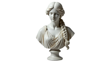 Obraz premium Elegant Marble Bust of a Woman with Braided Hair and Draped Garment