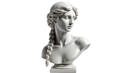 Obraz premium Elegant Marble Bust of a Woman with Intricate Braid Hairstyle