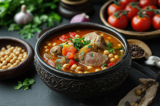 Hearty Libyan Sharba with Lamb, Chickpeas, and Tomatoes
