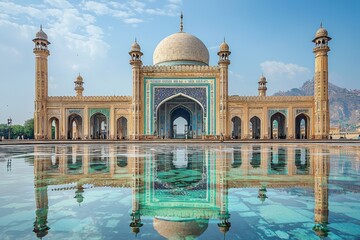 Naklejka premium Beautiful mosque as a place of worship for Muslims created with Generative AI