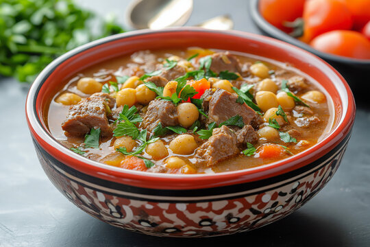 Libyan Sharba with Lamb and Chickpeas in a Spiced Tomato Broth