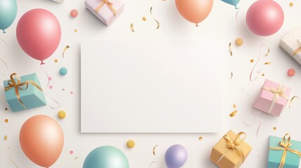 Birthday vector illustration.
Gifts and balloon decoration elements.
For wallpaper, card, invitation, banner, leaflet, design, cover, web, flyer, poster, postcard.